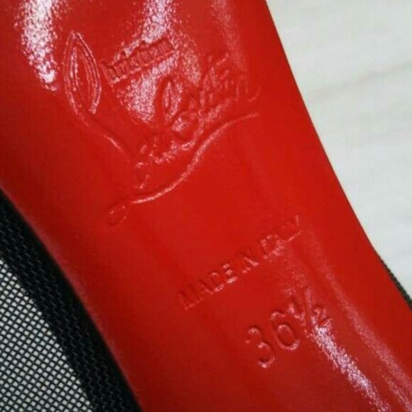 Christian Louboutin Galativi 100 mm Pointed Toe Pumps in Black Velour Mesh 36.5 - Picture 6 of 7